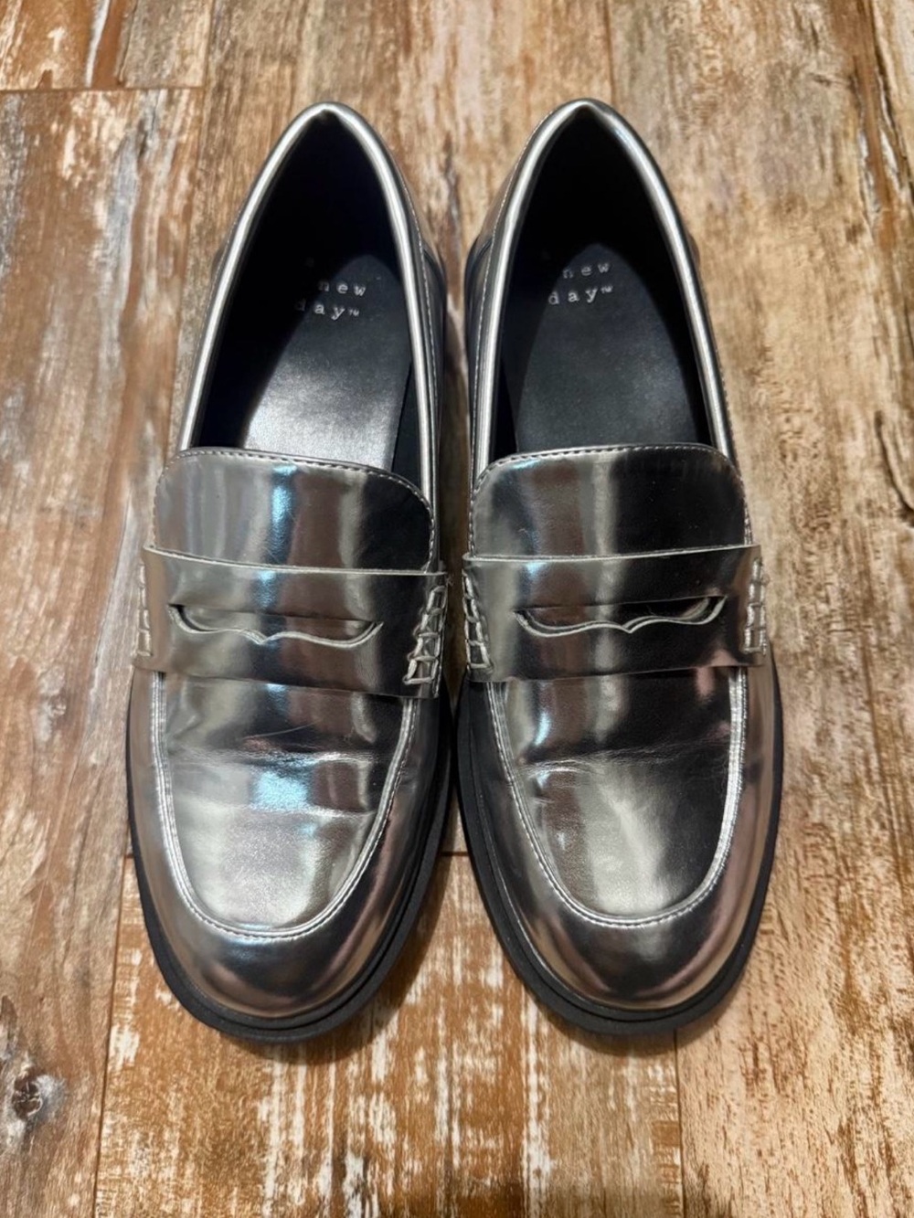 a new day Metallic Silver Women's Penny Loafers